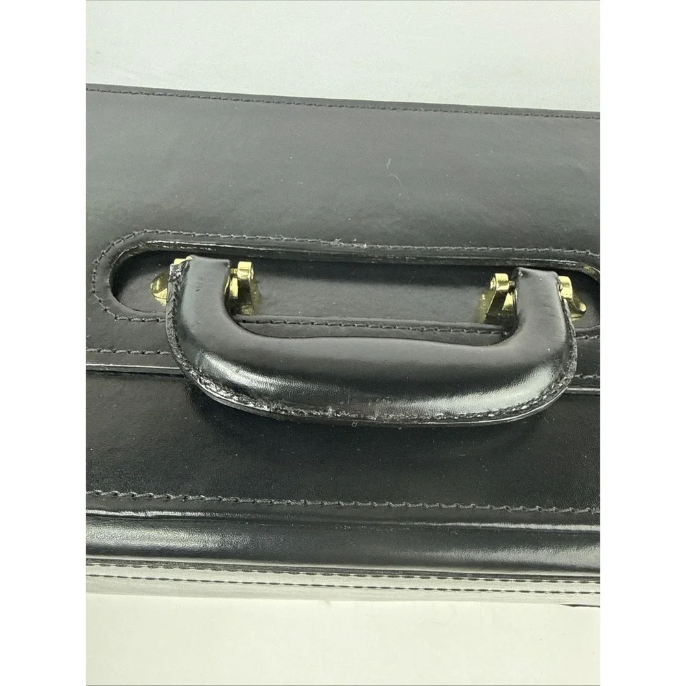 Vintage Pilot Case Catalog Briefcase Black Leather Combination Locks Attache New